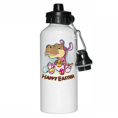 Funny Happy Easter Dinosaur Easter Bunny Costume Aluminum Water Bottle 