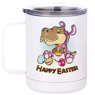 Funny Happy Easter Dinosaur Easter Bunny Costume 12 oz Stainless Steel Tumbler Cup