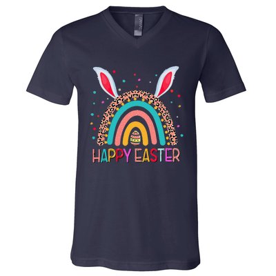 Funny Happy Easter Y'all Rainbow Funny Gnome V-Neck T-Shirt