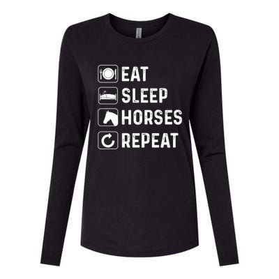 Funny Horse Eat Sleep Horses Horseback Riding Horse Gift Womens Cotton Relaxed Long Sleeve T-Shirt