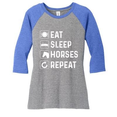 Funny Horse Eat Sleep Horses Horseback Riding Horse Gift Women's Tri-Blend 3/4-Sleeve Raglan Shirt