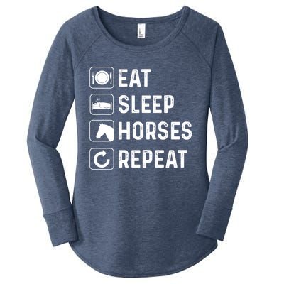 Funny Horse Eat Sleep Horses Horseback Riding Horse Gift Women's Perfect Tri Tunic Long Sleeve Shirt