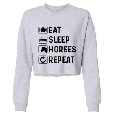 Funny Horse Eat Sleep Horses Horseback Riding Horse Gift Cropped Pullover Crew