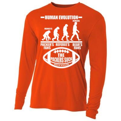 Funny Human Evolution Football Fan Cooling Performance Long Sleeve Crew