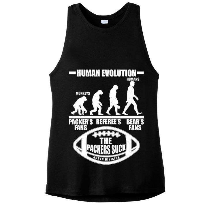 Funny Human Evolution Football Fan Ladies PosiCharge Tri-Blend Wicking Tank