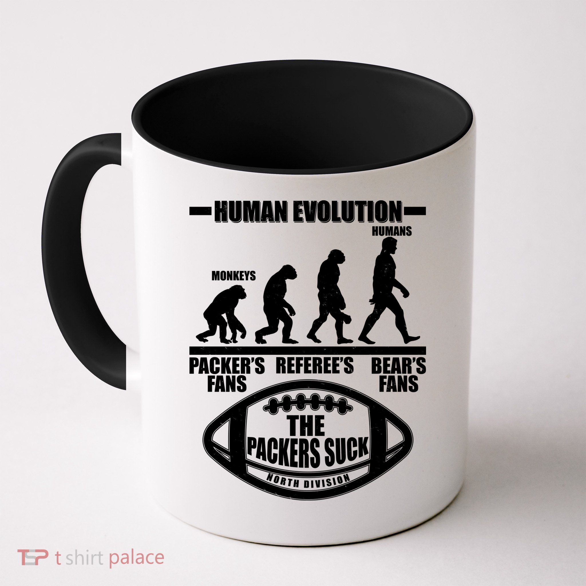 Funny Human Evolution Football Fan Mug