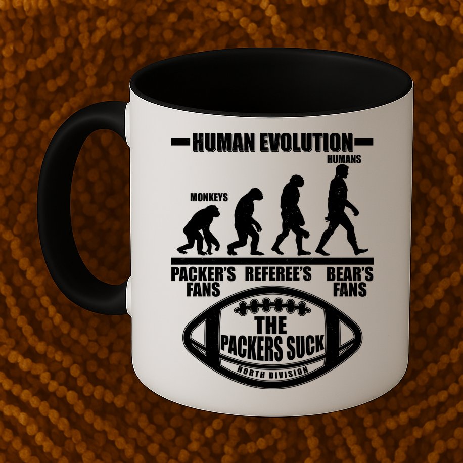 Funny Human Evolution Football Fan Mug