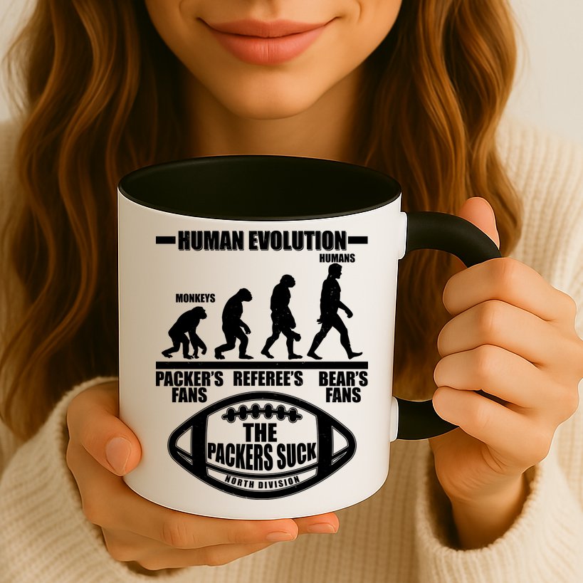 Funny Human Evolution Football Fan Mug