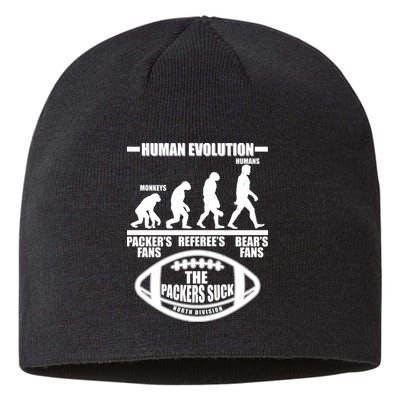 Funny Human Evolution Football Fan Sustainable Beanie