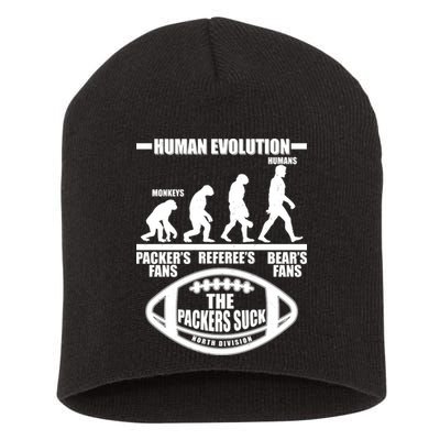 Funny Human Evolution Football Fan Short Acrylic Beanie