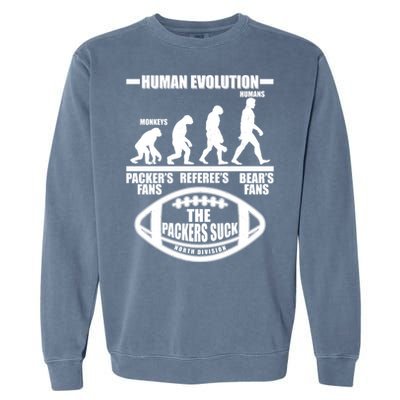 Funny Human Evolution Football Fan Garment-Dyed Sweatshirt