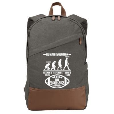 Funny Human Evolution Football Fan Cotton Canvas Backpack