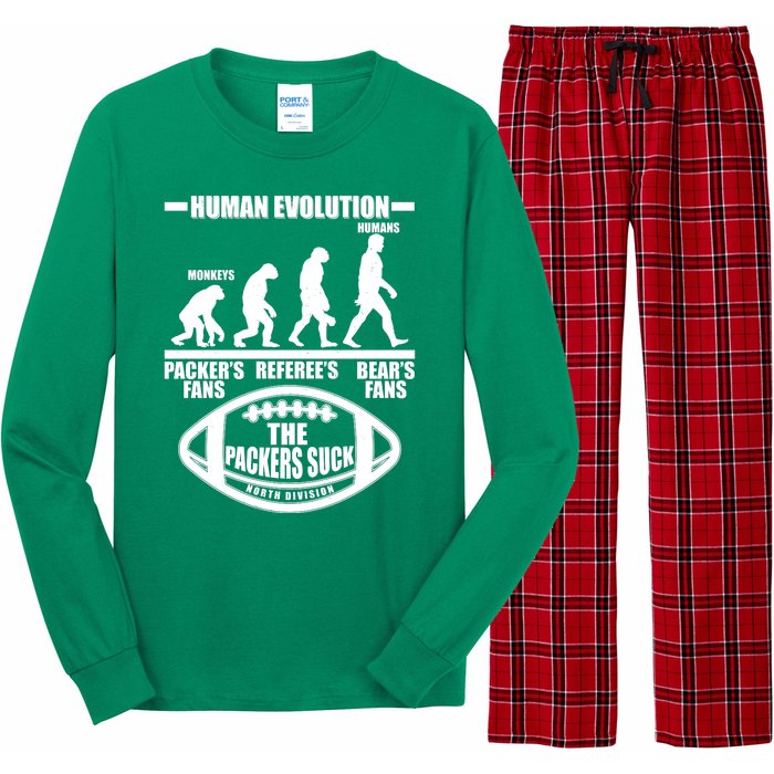 Funny Human Evolution Football Fan Long Sleeve Pajama Set