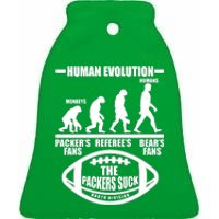 Funny Human Evolution Football Fan Ceramic Bell Ornament