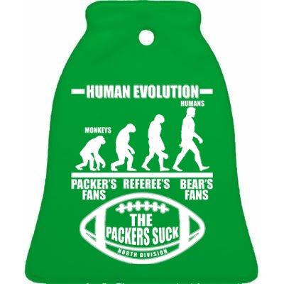 Funny Human Evolution Football Fan Ceramic Bell Ornament