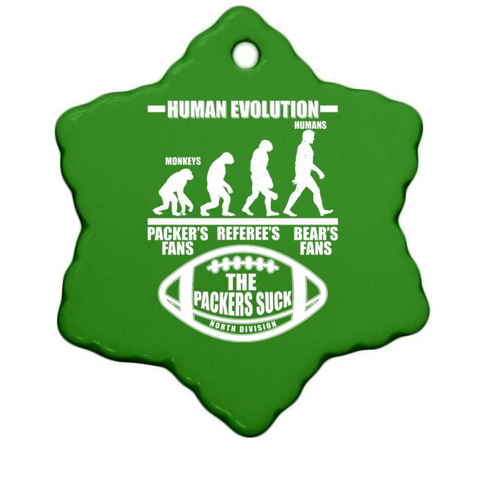 Funny Human Evolution Football Fan Ceramic Star Ornament