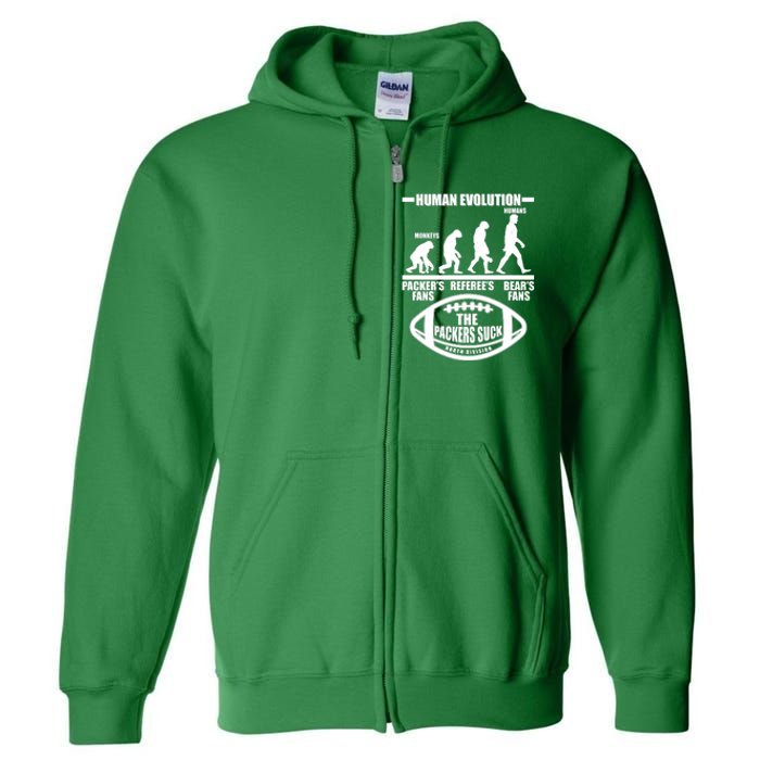 Funny Human Evolution Football Fan Full Zip Hoodie