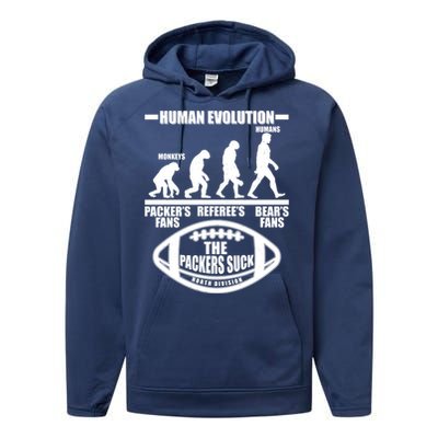 Funny Human Evolution Football Fan Performance Fleece Hoodie