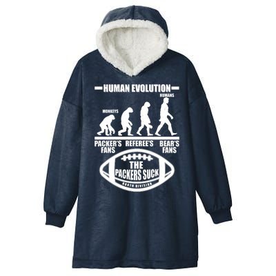 Funny Human Evolution Football Fan Hooded Wearable Blanket