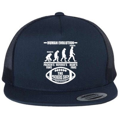 Funny Human Evolution Football Fan Flat Bill Trucker Hat