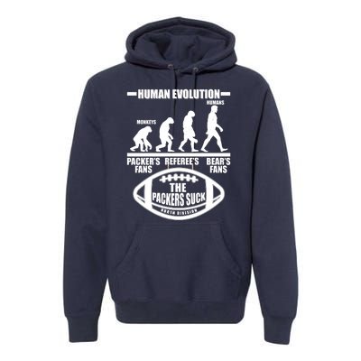 Funny Human Evolution Football Fan Premium Hoodie