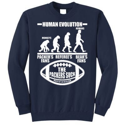 Funny Human Evolution Football Fan Tall Sweatshirt