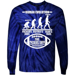 Funny Human Evolution Football Fan Tie-Dye Long Sleeve Shirt