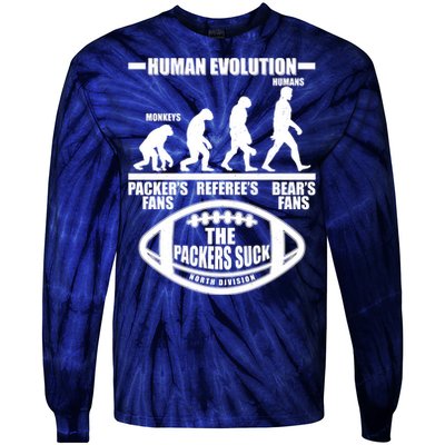 Funny Human Evolution Football Fan Tie-Dye Long Sleeve Shirt