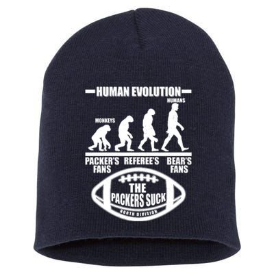 Funny Human Evolution Football Fan Short Acrylic Beanie