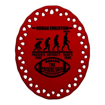 Funny Human Evolution Football Fan Ceramic Oval Ornament