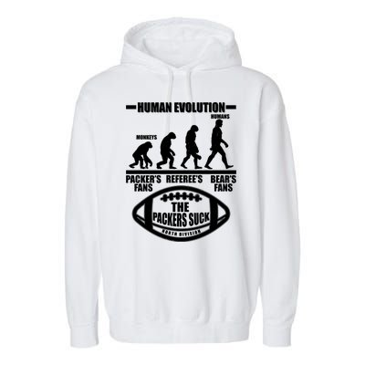 Funny Human Evolution Football Fan Garment-Dyed Fleece Hoodie