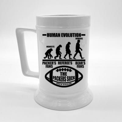 Funny Human Evolution Football Fan Beer Stein