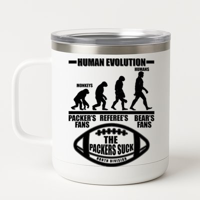 Funny Human Evolution Football Fan 12 oz Stainless Steel Tumbler Cup