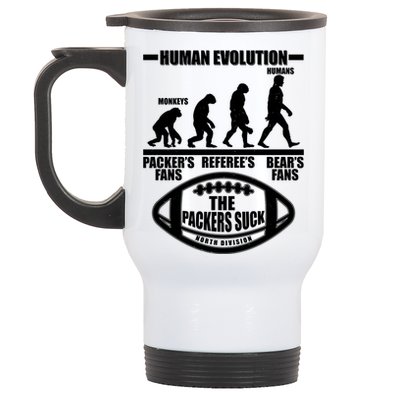 Funny Human Evolution Football Fan Stainless Steel Travel Mug