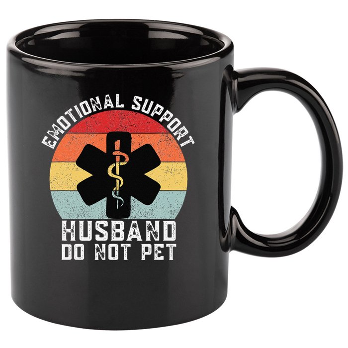 Funny Husband Emotional Support Husband Do Not Pet 11oz C Handle Ceramic Mug