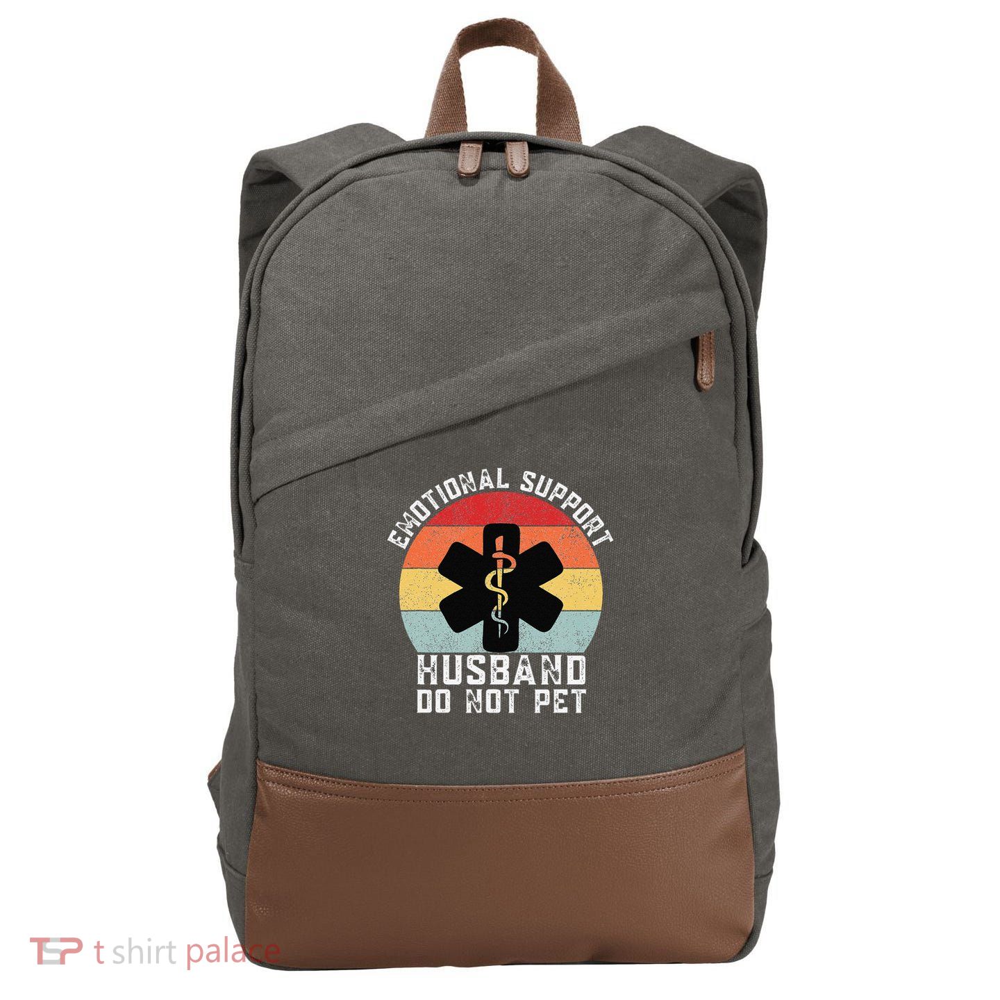 Funny Husband Emotional Support Husband Do Not Pet Cotton Canvas Backpack