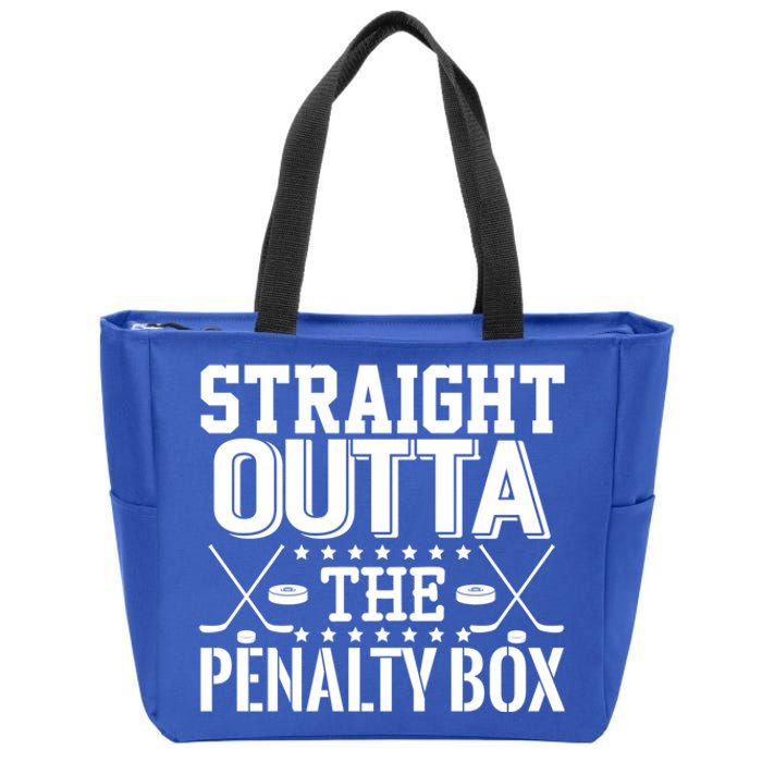 Funny Hockey Enforcer Straight Outta The Penalty Box Cool Gift Zip Tote Bag