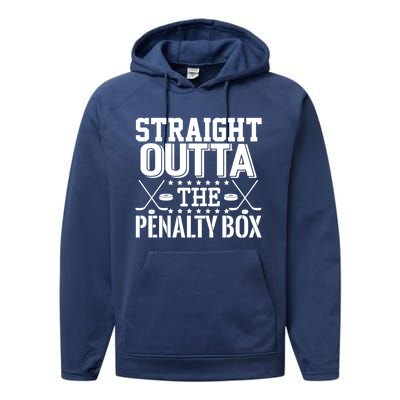 Funny Hockey Enforcer Straight Outta The Penalty Box Cool Gift Performance Fleece Hoodie