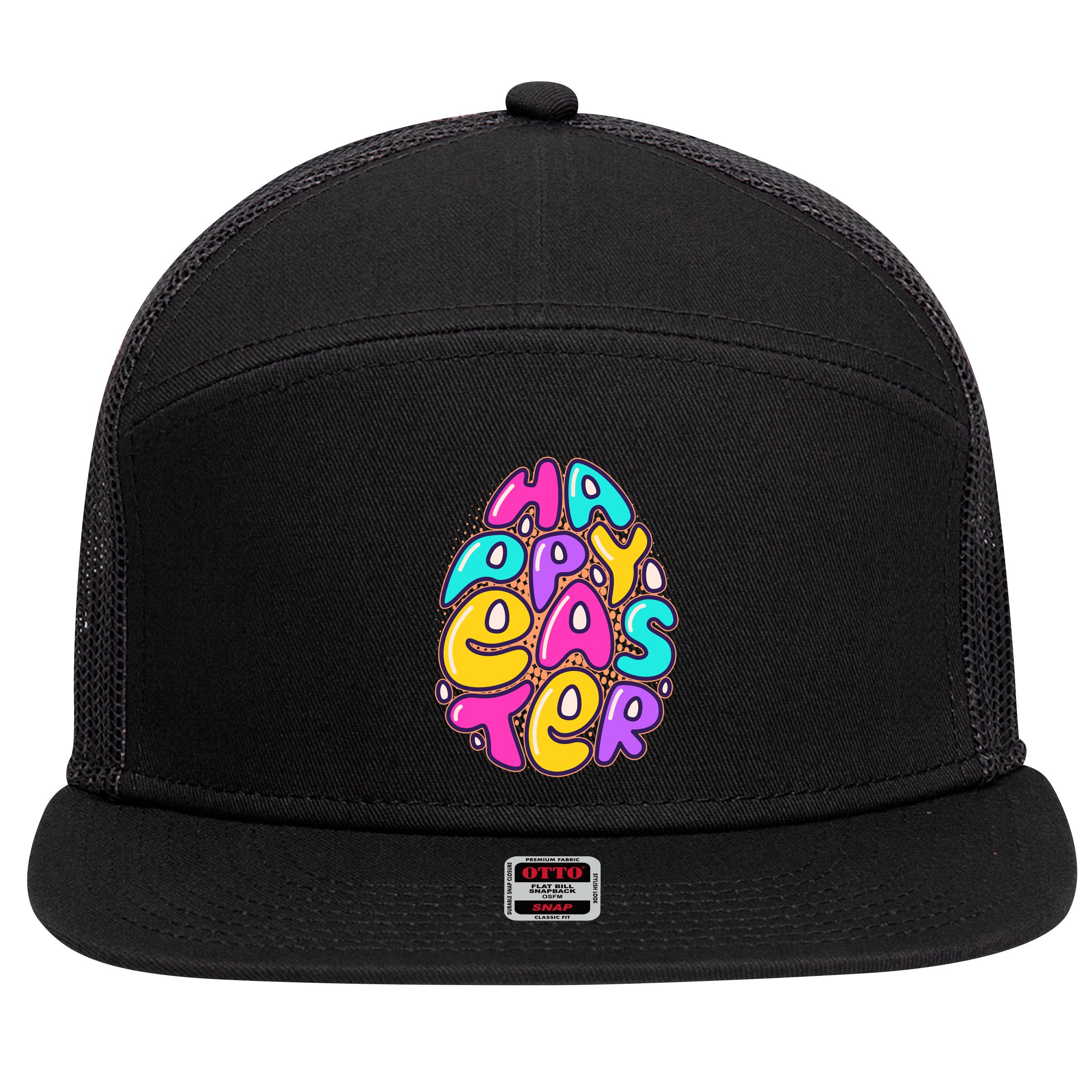 Funny Happy Easter Egg 7 Panel Mesh Trucker Snapback Hat