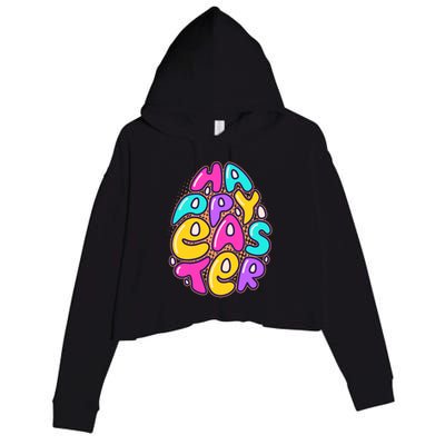 Funny Happy Easter Egg Crop Fleece Hoodie