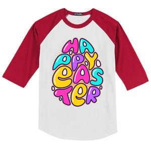 Funny Happy Easter Egg Kids Colorblock Raglan Jersey