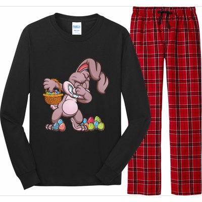 Funny Happy Easter Dabbing Bunny Basket Eggs Long Sleeve Pajama Set