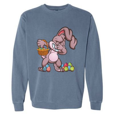 Funny Happy Easter Dabbing Bunny Basket Eggs Garment-Dyed Sweatshirt