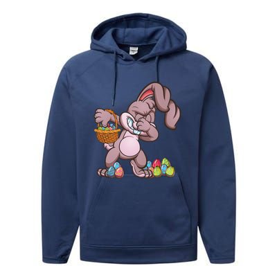 Funny Happy Easter Dabbing Bunny Basket Eggs Performance Fleece Hoodie