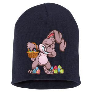 Funny Happy Easter Dabbing Bunny Basket Eggs Short Acrylic Beanie