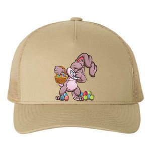 Funny Happy Easter Dabbing Bunny Basket Eggs Yupoong Adult 5-Panel Trucker Hat