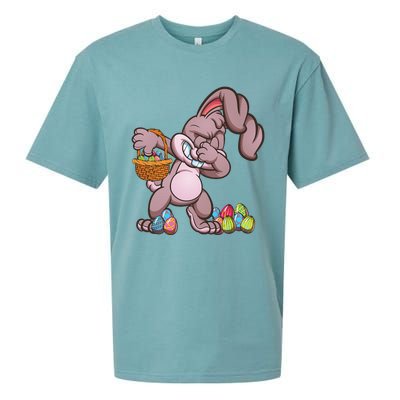 Funny Happy Easter Dabbing Bunny Basket Eggs Sueded Cloud Jersey T-Shirt