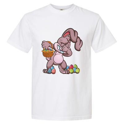 Funny Happy Easter Dabbing Bunny Basket Eggs Garment-Dyed Heavyweight T-Shirt