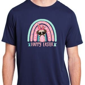 Funny Happy Easter Egg Y'all Rainbow Funny Pug Dog Adult ChromaSoft Performance T-Shirt