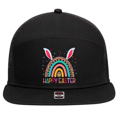 Funny Happy Easter Y'all Rainbow Funny Gnome Women 7 Panel Mesh Trucker Snapback Hat